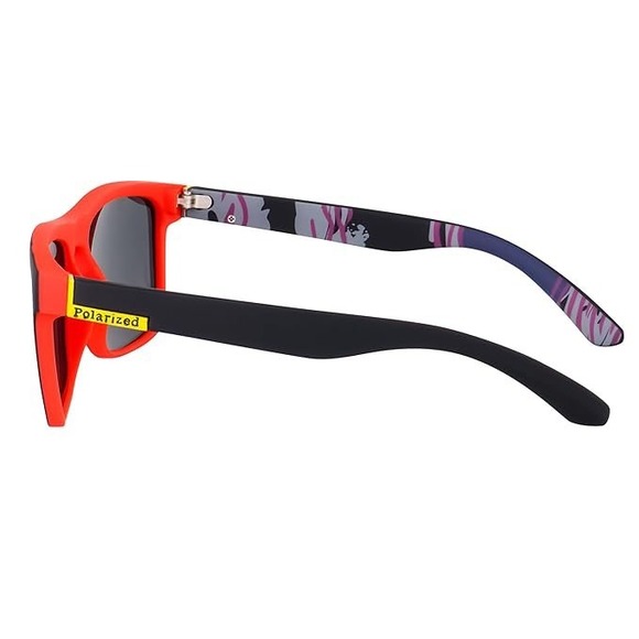 Mens Polarized Sunglasses Black Red Frame Sporty Style Wrap Around UV Protection - Picture 8 of 12